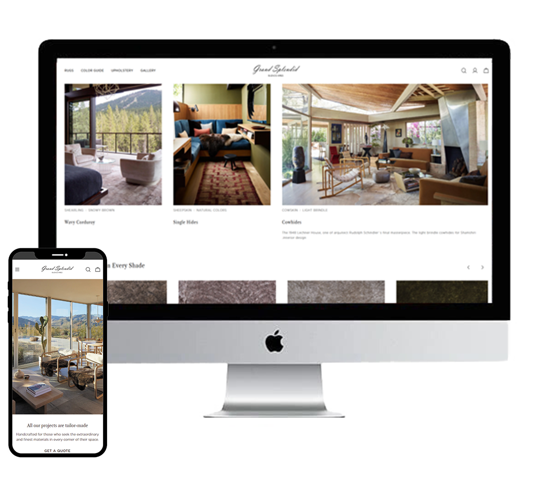 Screenshot of Grand Splendid Shopify storefront